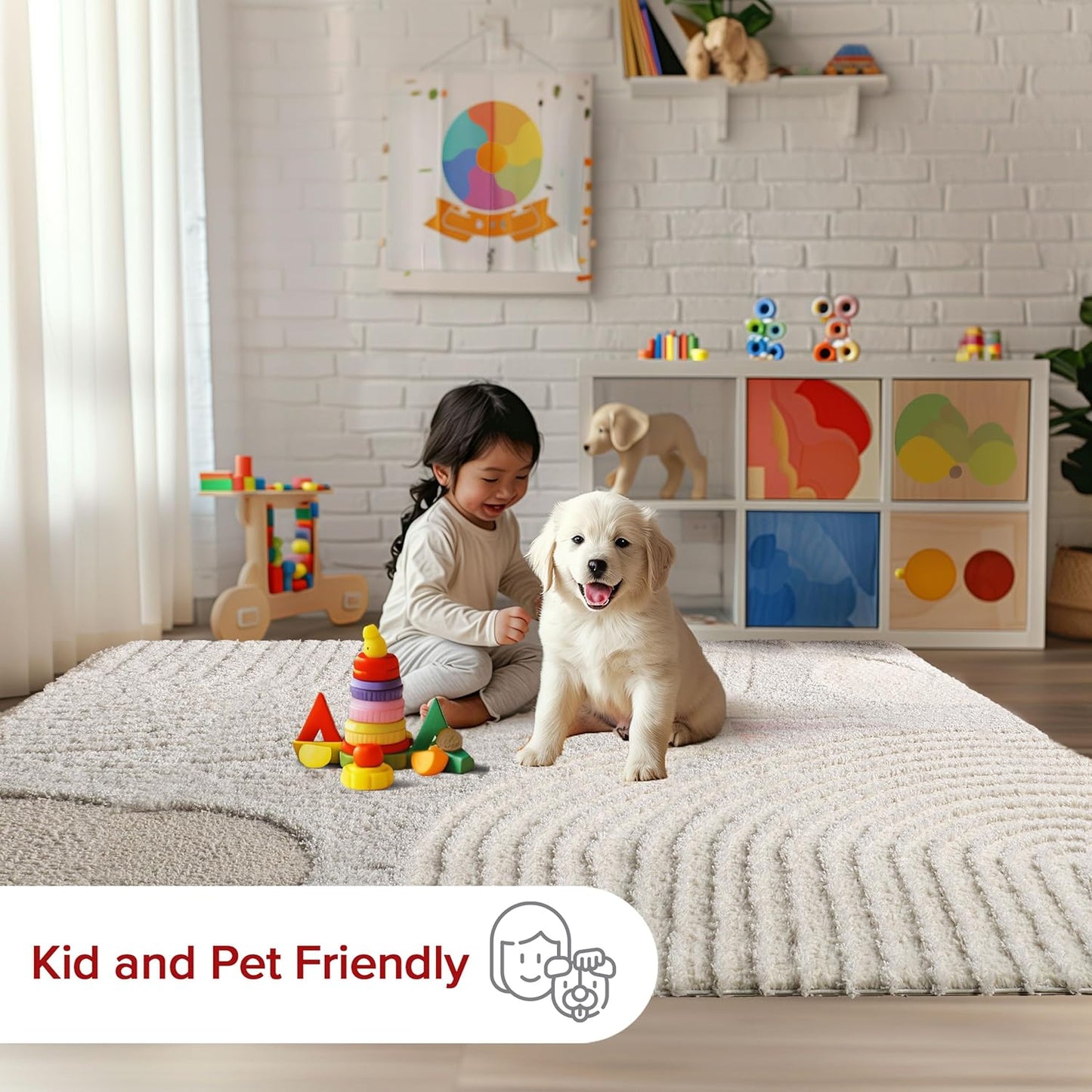 nuLOOM Gloria Abstract Shag Area Rug, 9x12, Beige