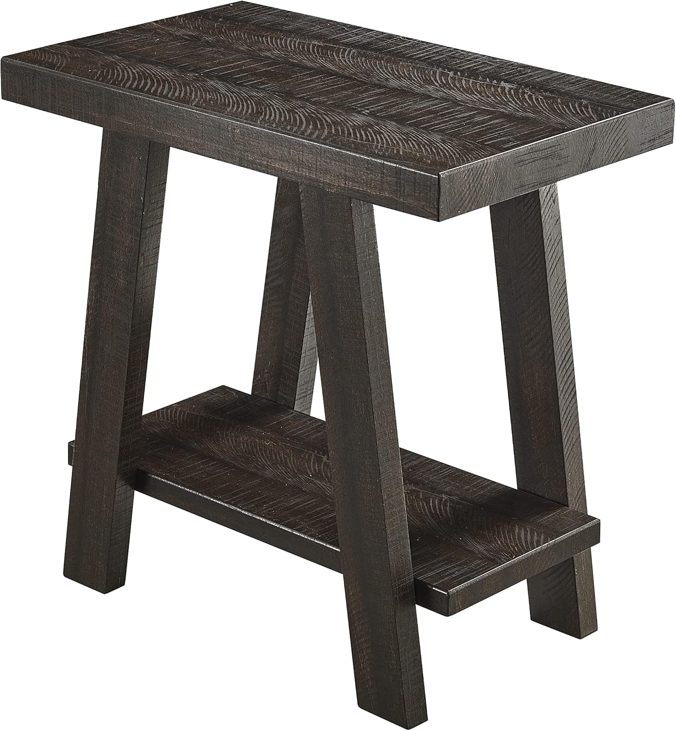 Roundhill Furniture Athens Contemporary Wood Shelf Side Table, Weathered Espresso