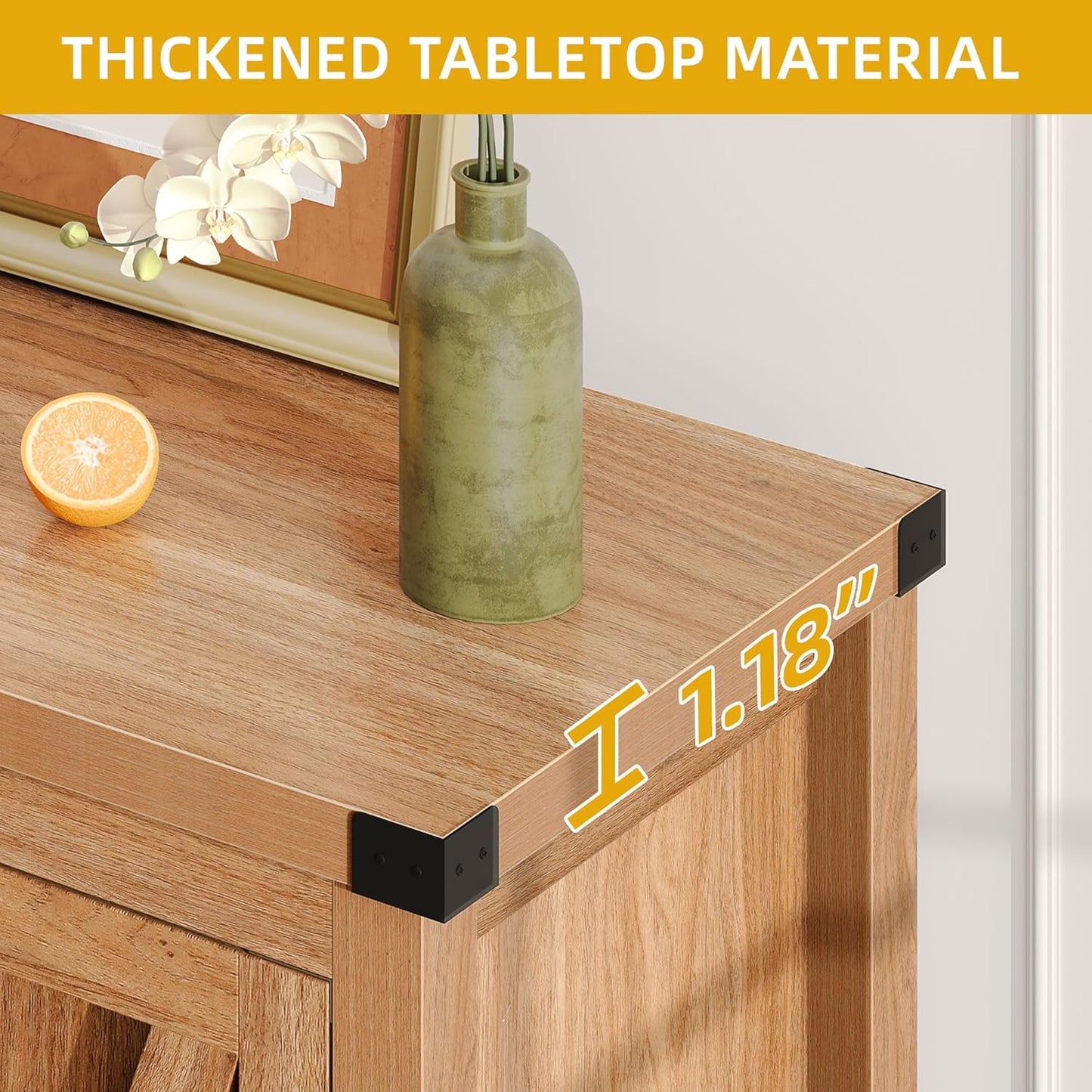 DWVO 55'' Sideboard Buffet Cabinet with Storage, Farmhouse Kitchen Storage Cabinet with Doors, Large Coffee Bar Cabinets with Adjustable Shelves for Kitchen, Living Room, Oak