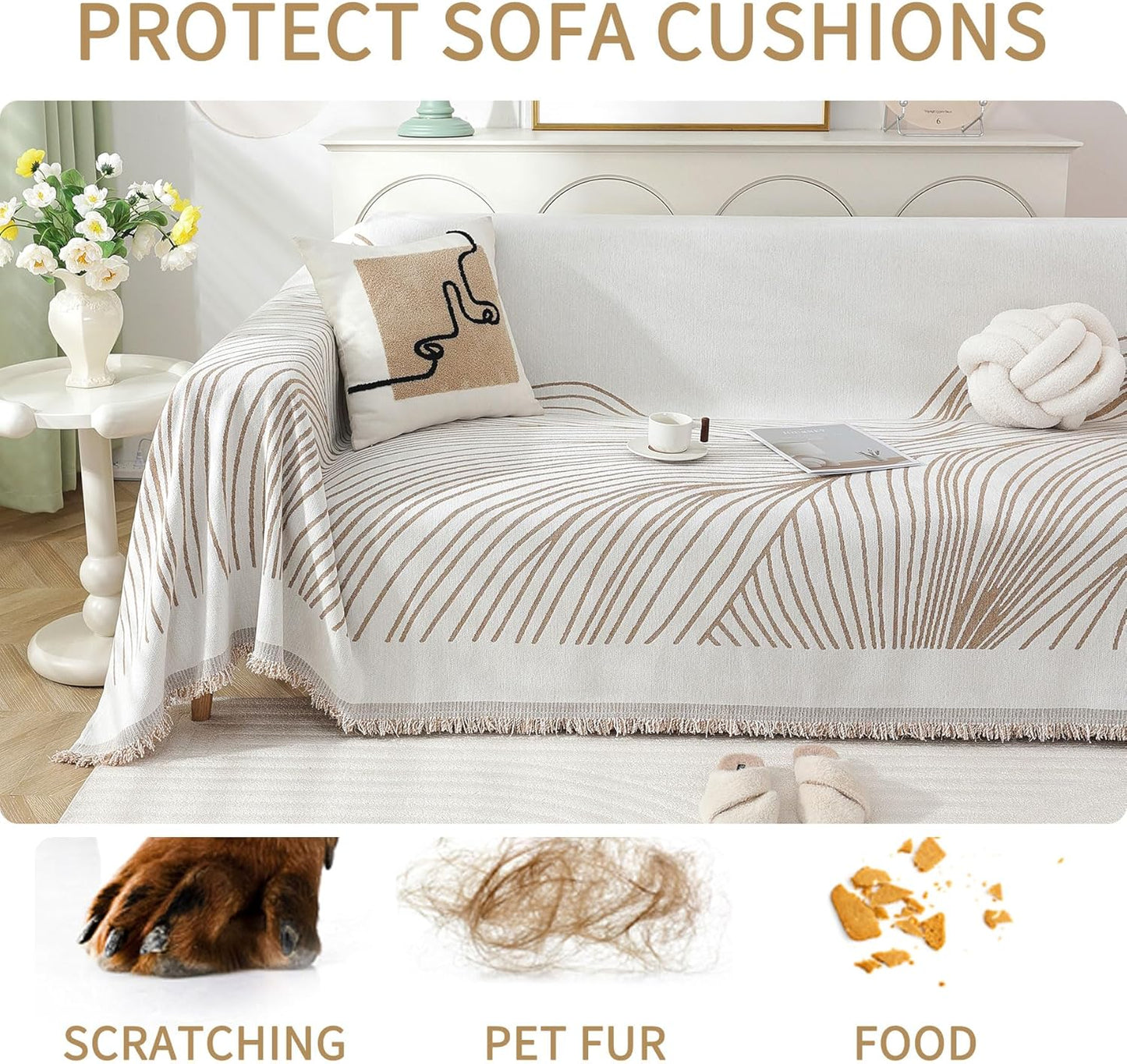 Non Slip Sofa Covers Couch Covers for 2 Cushion Couch Sofa Pet Friendly Washable Couch Covers for Sofa, Soft Thick Sectional Couch Covers L Shape Furniture Protector for Kids, Dogs 71" X102"