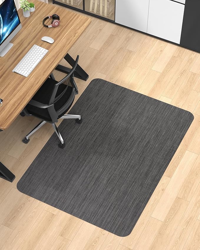 Blvornl Office Chair Mat for Hardwood Floor, 50"*63" Desk Computer Chair Mat for Hard Wood, Large Anti-Slip Hard Floor Protector for Rolling Chair, PVC Desk Rug for Office Black