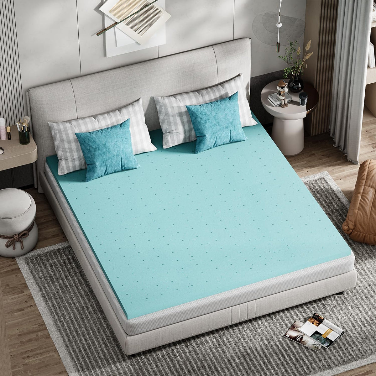 FDW | 5" King Mattress + 2" Cooling Mattress Topper | Gel Memory Foam | Medium Firm Feel | White | with Washable Cover for Cool Sleep and Pressure Relief | Bed in a Box, CertiPUR-US Certified