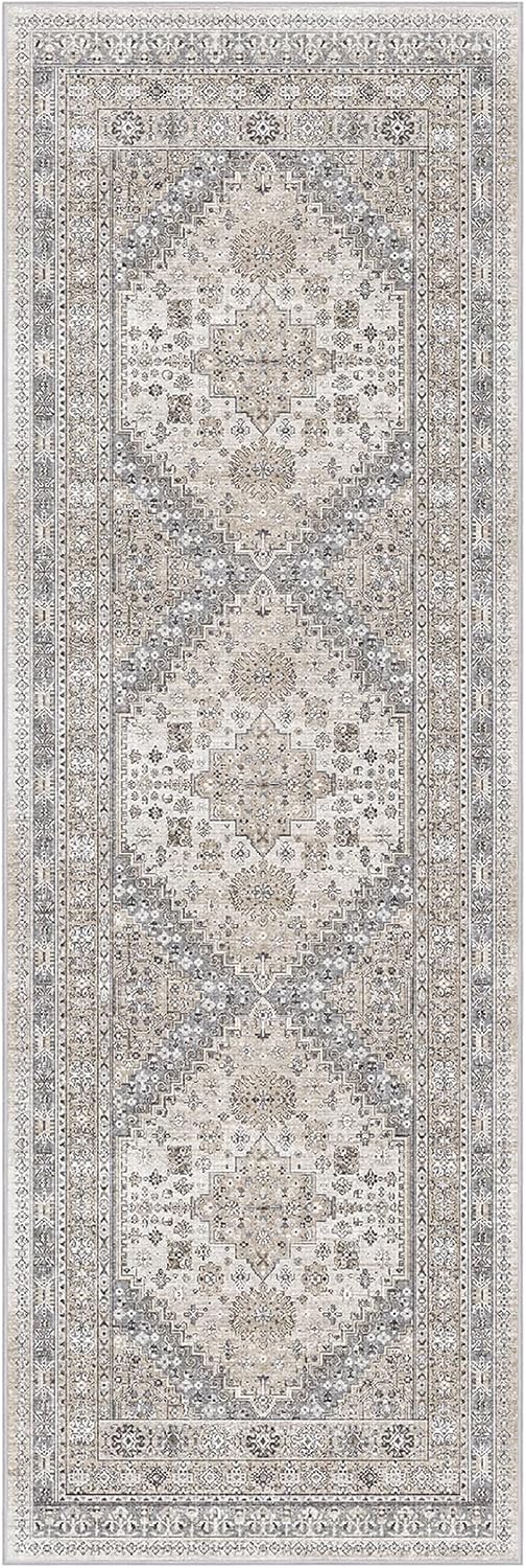 zesthome Washable Runner Rug 2.5x8 - Stain Resistant Entryway Rug,Ultra-Thin Kitchen Rugs, Anti Slip Backing Runner Rugs for Entrance Laundry Room Indoor Hallway (Beige,2.5'x8')