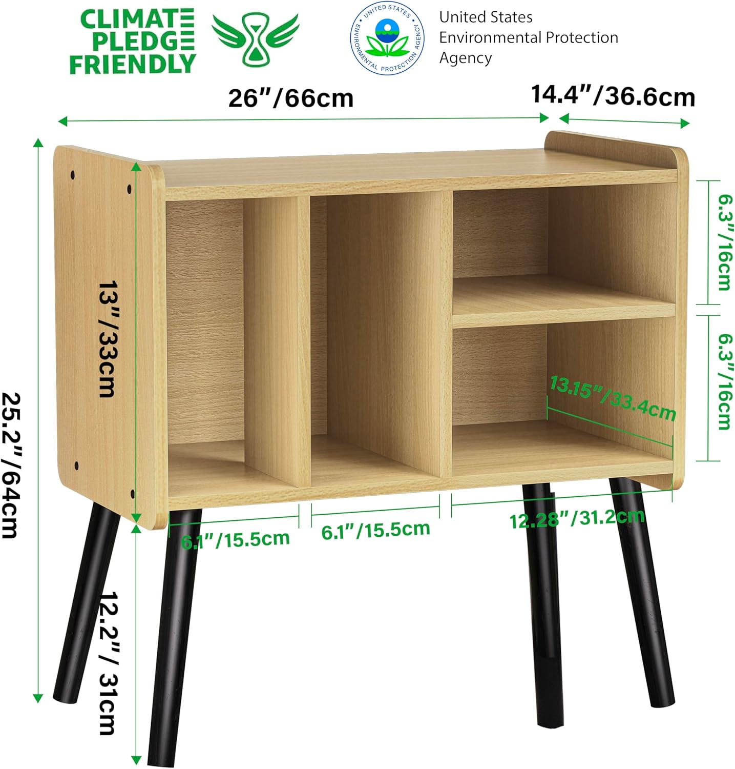 Record Player Table, Mid-Century Record Player Stand with Vinyl Storage Hold Up to 150+ Albums, Vinyl Record Cabinet with Adjustable Shelves, Wood Turntable Stand for Music Living Room (Walnut)