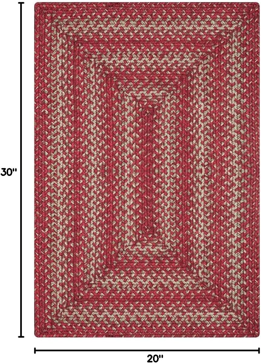 Homespice 20x30” Red Rect. Braided Rug. Apple Pie Red Jute Rug. Uses- Entryway, Kitchen Rugs, Bathroom Rugs. Reversible, Rustic, Country, Primitive, Farmhouse Decor Rug