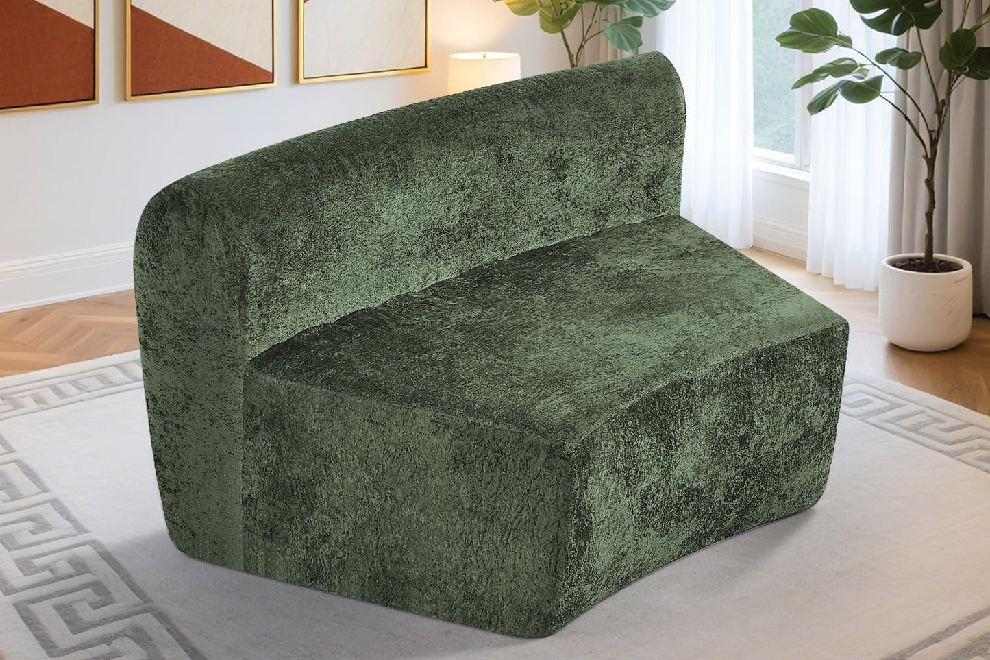 Homguava Modular Sectional Sofa, Memory Foam Couch Single Sofa Chair with Deep Seat, Modern Upholstered Sofa Couches for Living Room Apartment Office, No Assembly Required, Green