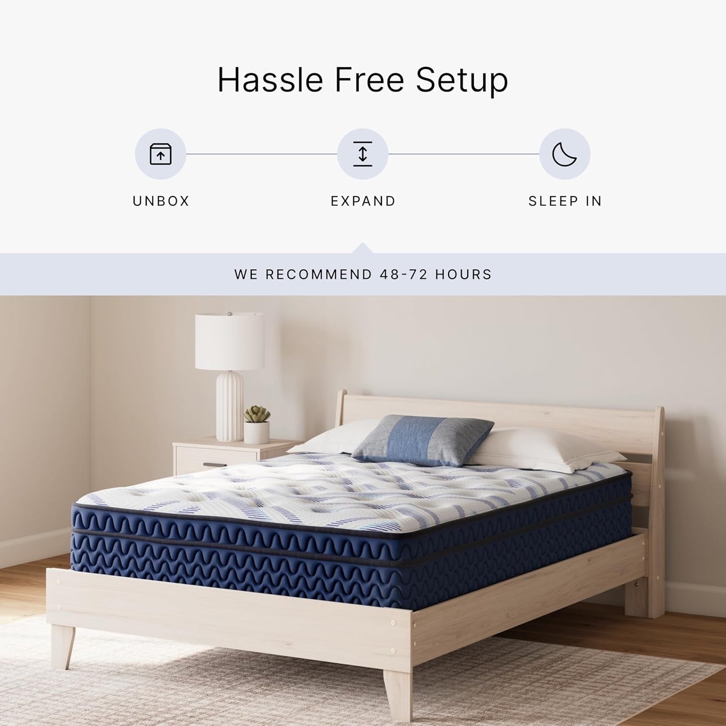 Signature Design by Ashley Queen Size Stack 12 Inch Hybrid Medium Plush Cooling Gel Infused Memory Foam Mattress for Pressure Relief, Fiberglass Free, Mattress in A Box