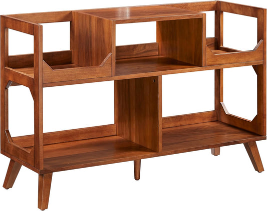 Crosley Furniture Asheville Mid-Century Modern Media Console Record Player Stand, Storage for Vinyl Records, Large, Walnut