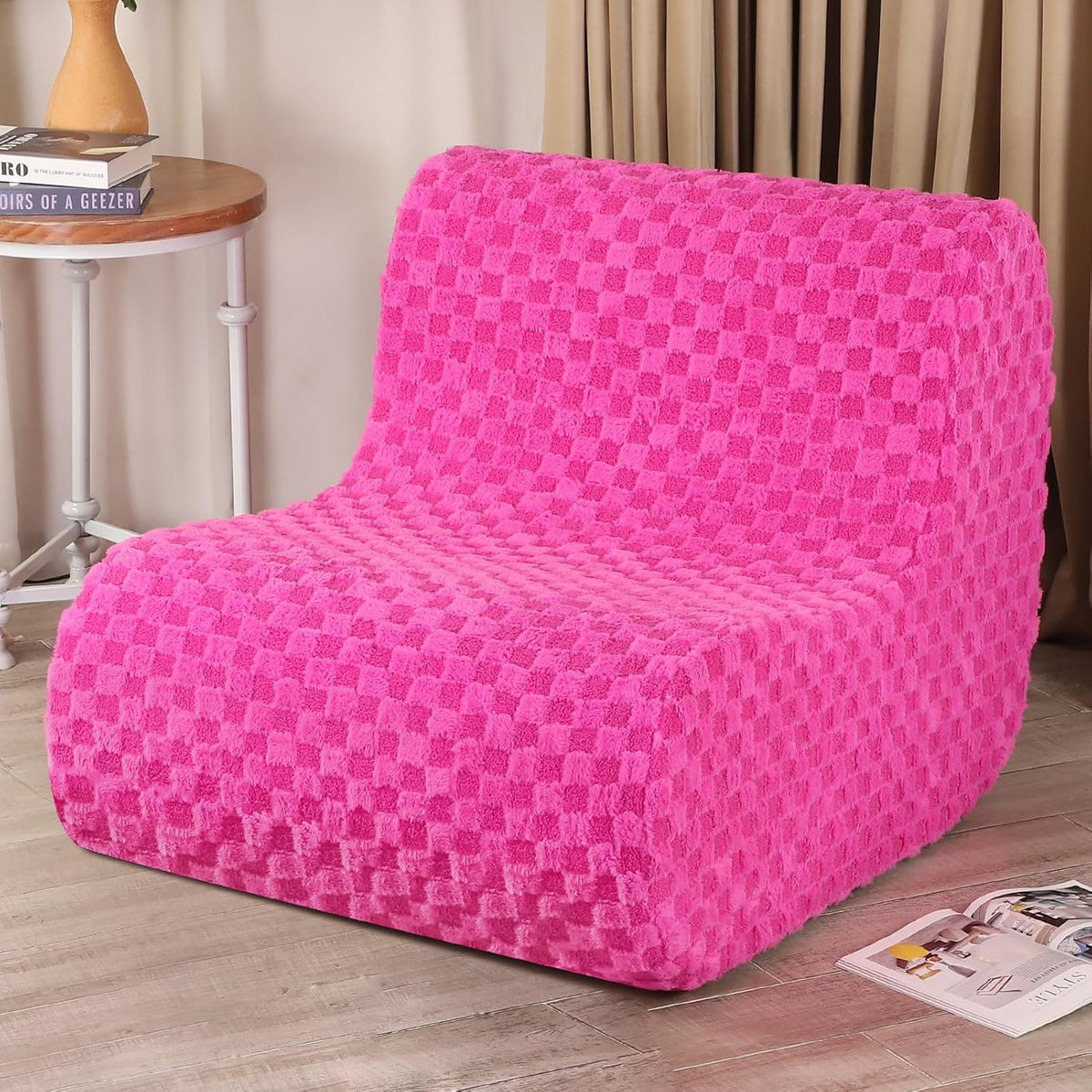 Bean Bag Chairs for Adults, Comfy Floor Sofa with Memory Foam, Giant Bean Bag Couch for Living Room Bedroom Dorm Office, Pink