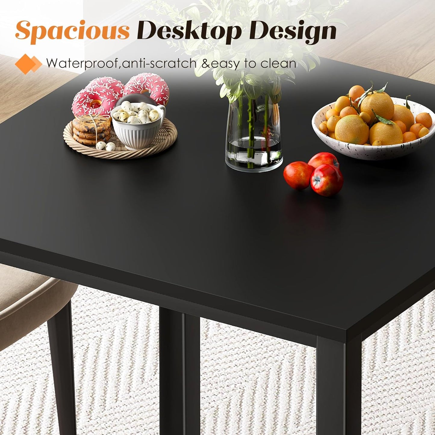 Need Dining Table Small Computer Desk for Home&Office- 31.5" Length Small Writing Desk Gaming Desk Students Laptop Use, Black Desktop & Black Frame AC3CB(80 * 60)