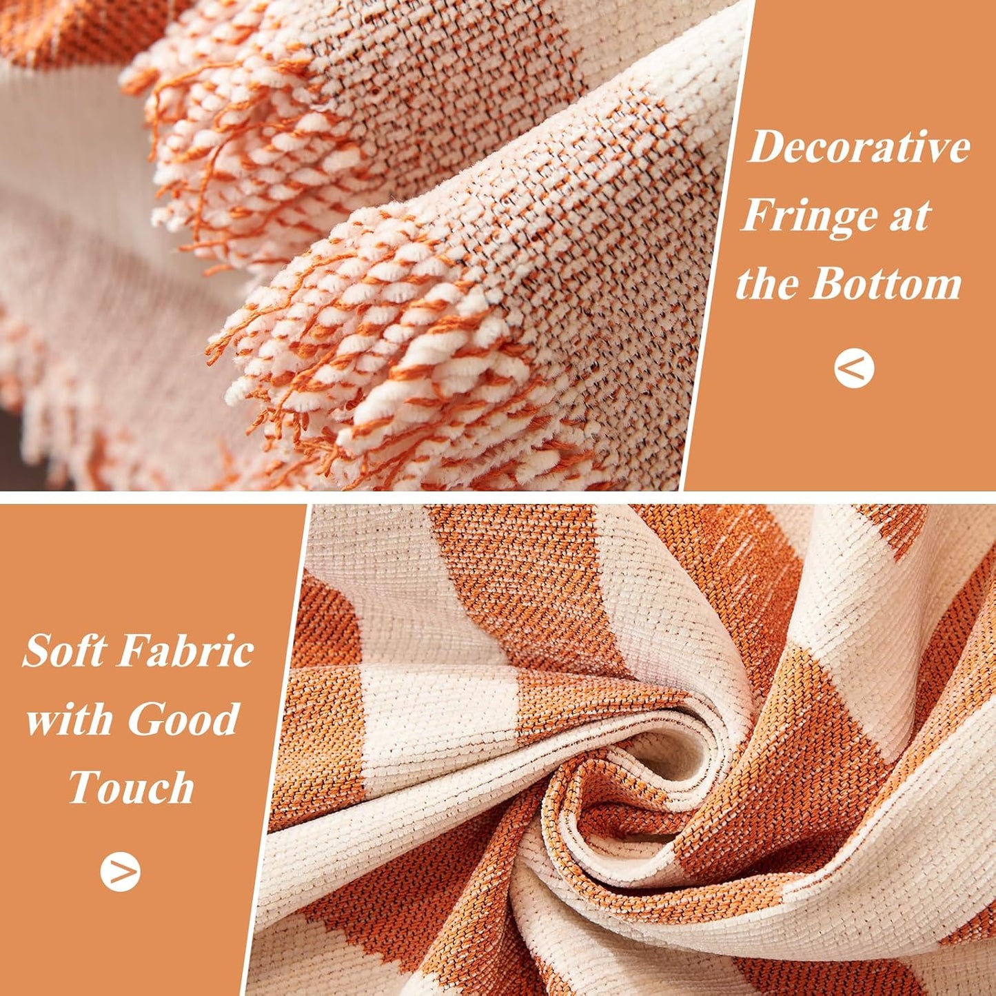 STACYPIK Thick Warm Orange Sofa Cover Armchair Slipcover Boho Geometric Couch Cover for Sectional Sofa Caramel Loveseat Cover Anti-Slip Chenille Couch Protector for 2 Cushion Couch Home Decor-71X102IN