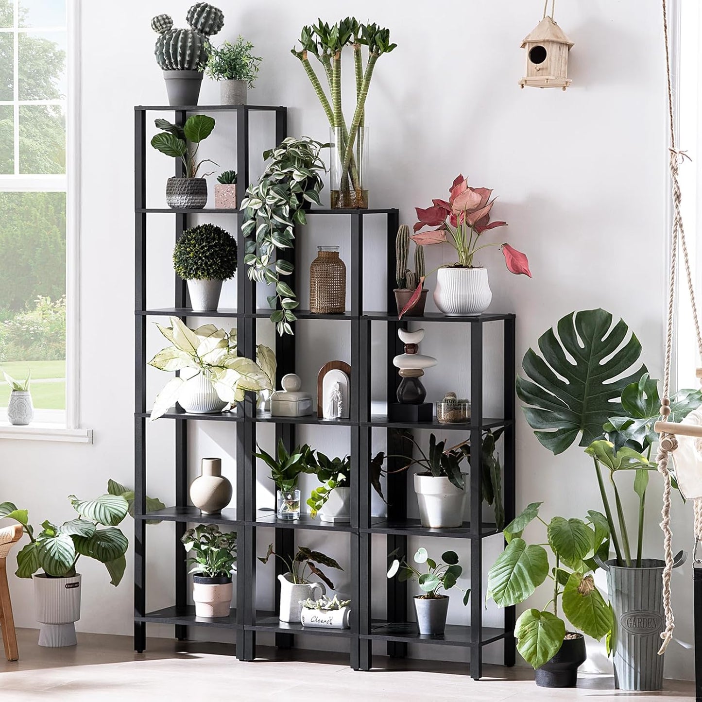 54in Tall Bookshelf 5-Tier Small Narrow Bookcase, Skinny Book Shelf for Small Space, Farmhouse Slim Shelf with Storage, Wood Freestanding Display Thin Bookshelves for Living Room, Office, Black