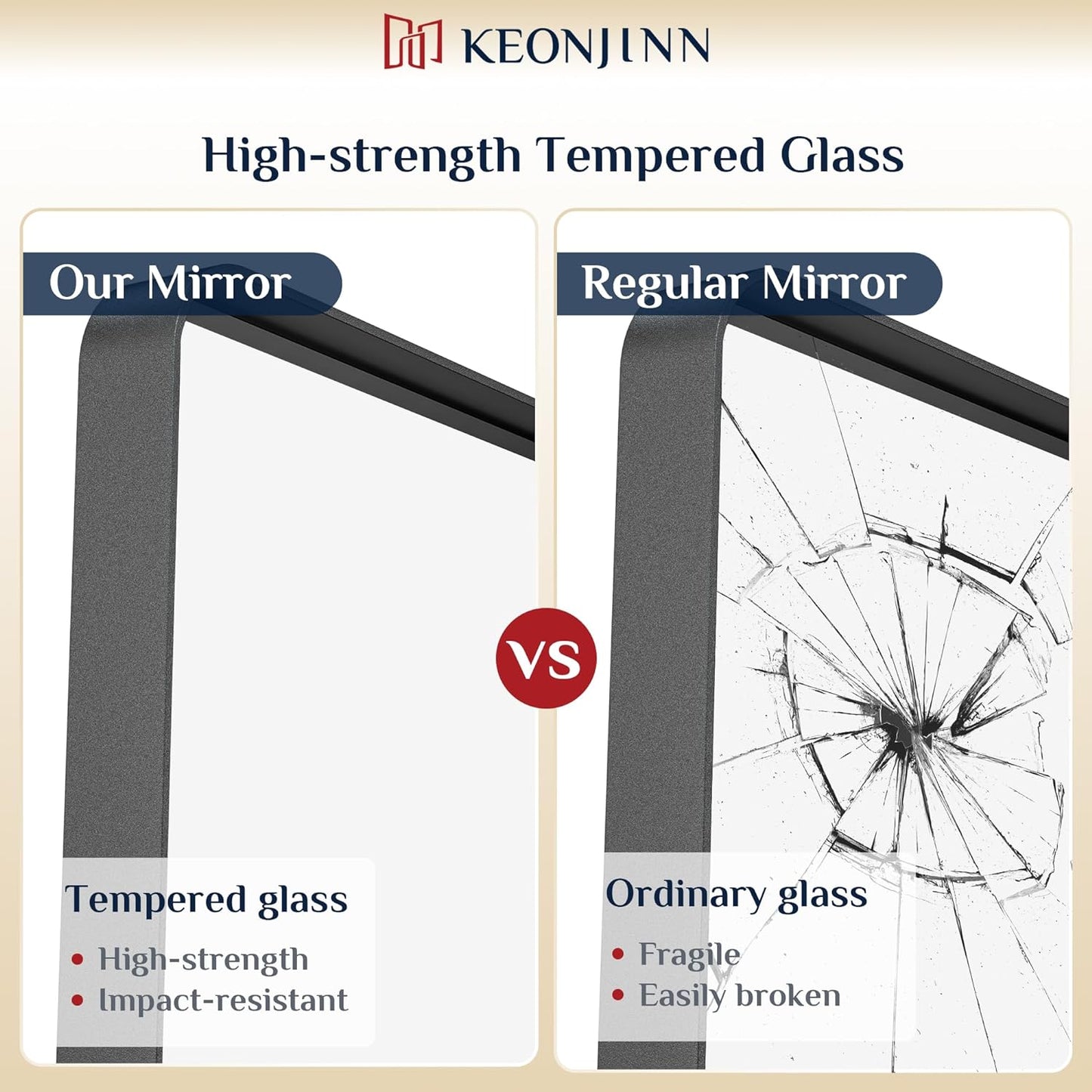Keonjinn Black Bathroom Mirror for Over Sink, 48 x 24 Inch Large Rounded Rectangle Bathroom Vanity Mirror, Matte Black Farmhouse Wall Mirror, Tempered Glass, Seamless Aluminum Alloy Frame Full Mirror