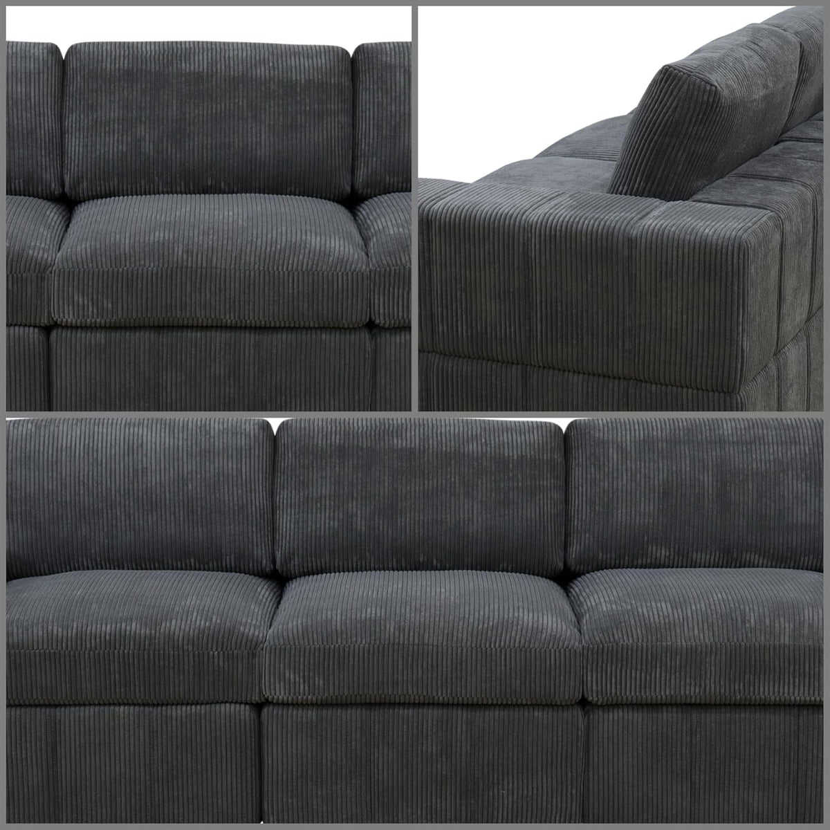 Sectional Couches for Living Room, Comfy Cloud Couch Loveseat Sofa with Deep Seats, Lounge Modern Living Room Furniture for Small Space, Dark Grey