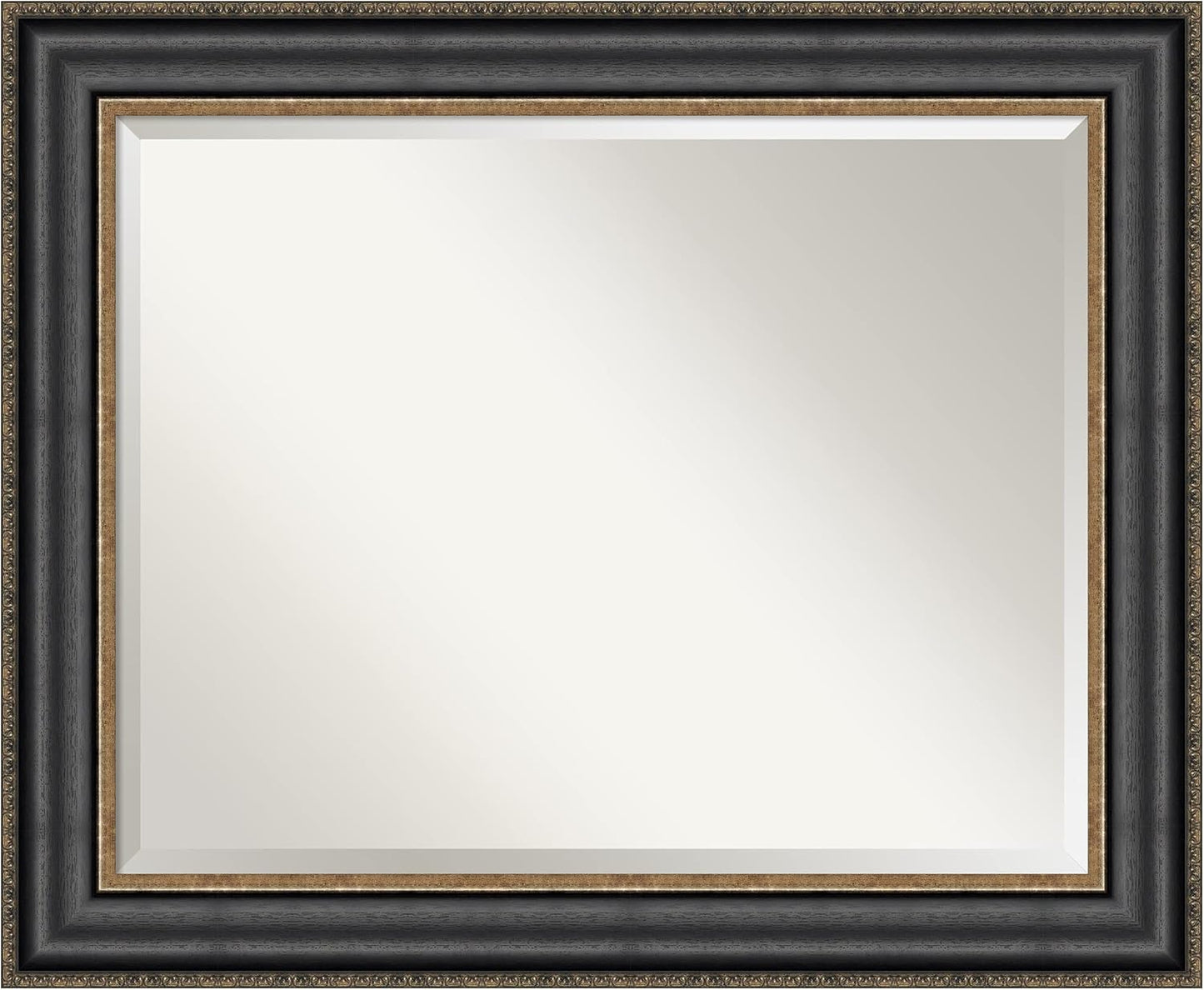 Amanti Art Black Bathroom Mirror for Over Sink, 28x34 Thomas Black Bronze Rectangle Vanity Mirror, Large Traditional Frame, Hangs Horizonally and Vertically, Bathroom Wall Decor, Beveled Edge