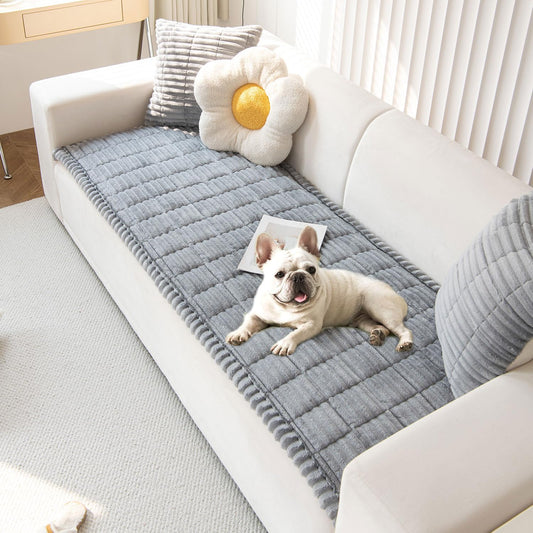 OTOB Couch Cover for Dogs Washable, Non Slip Funny Pet Couch Covers Sofa Slipcovers Cushion Mat, Plush Soft Cozy Pet Friendly Furniture Protector, All Seasons (Gray, 23.6" x 47.2")