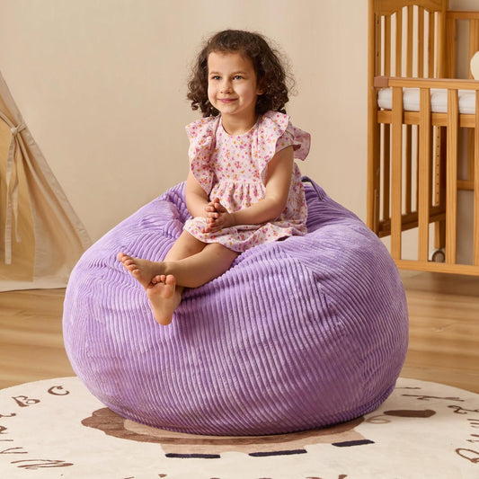 Bean Bag Chairs Teardrop Bean Bag Chair Beanbag Chair with Memory Foam Filled Machine Washable Cover for Living Room, Bedroom (Small,Purple)
