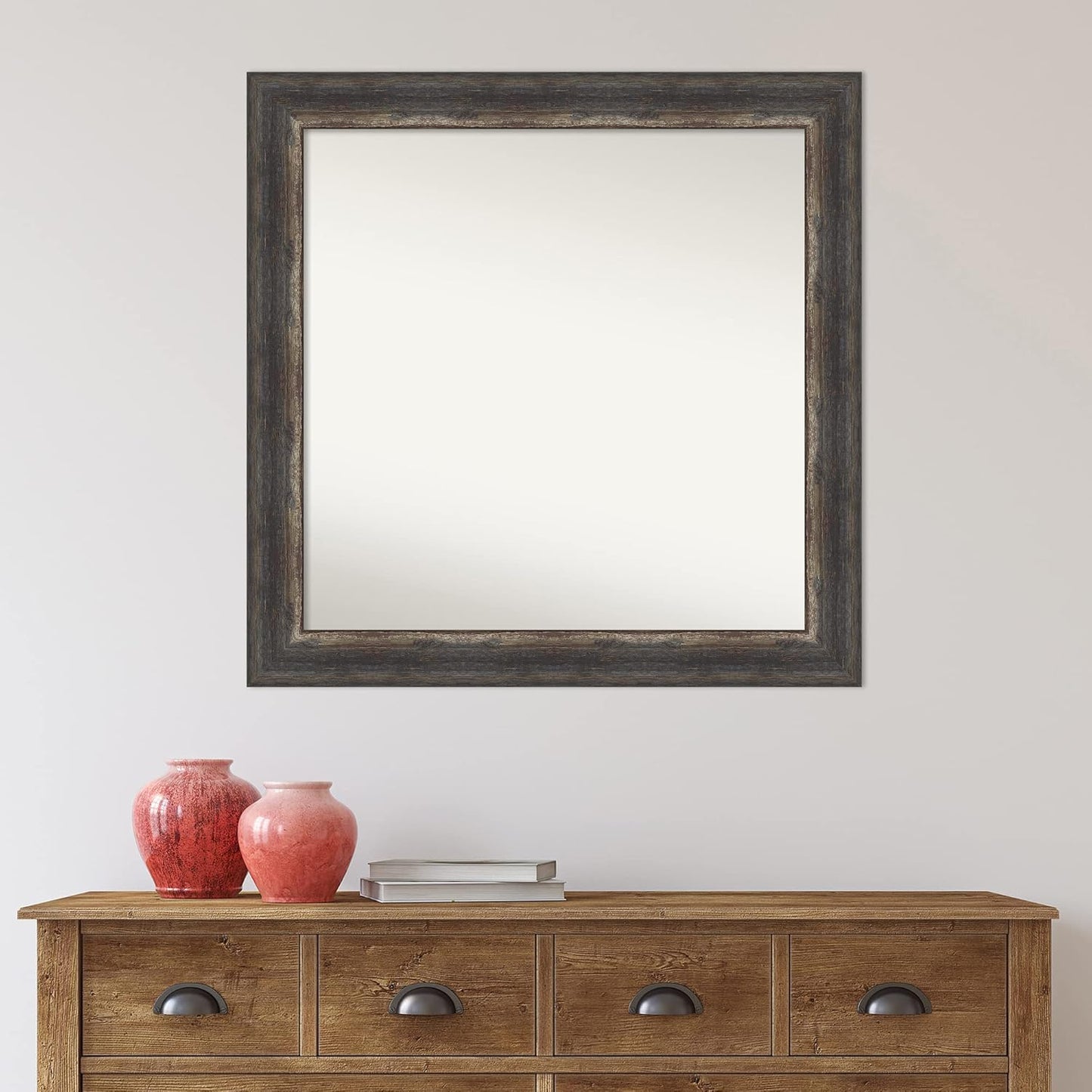 Amanti Art Bronze Bathroom Mirror for Over Sink, 34x34 Ballroom Bronze Square Vanity Mirror, Large Traditional Frame, Hangs Horizonally and Vertically, Bathroom Wall Decor, Non-Beveled Edge
