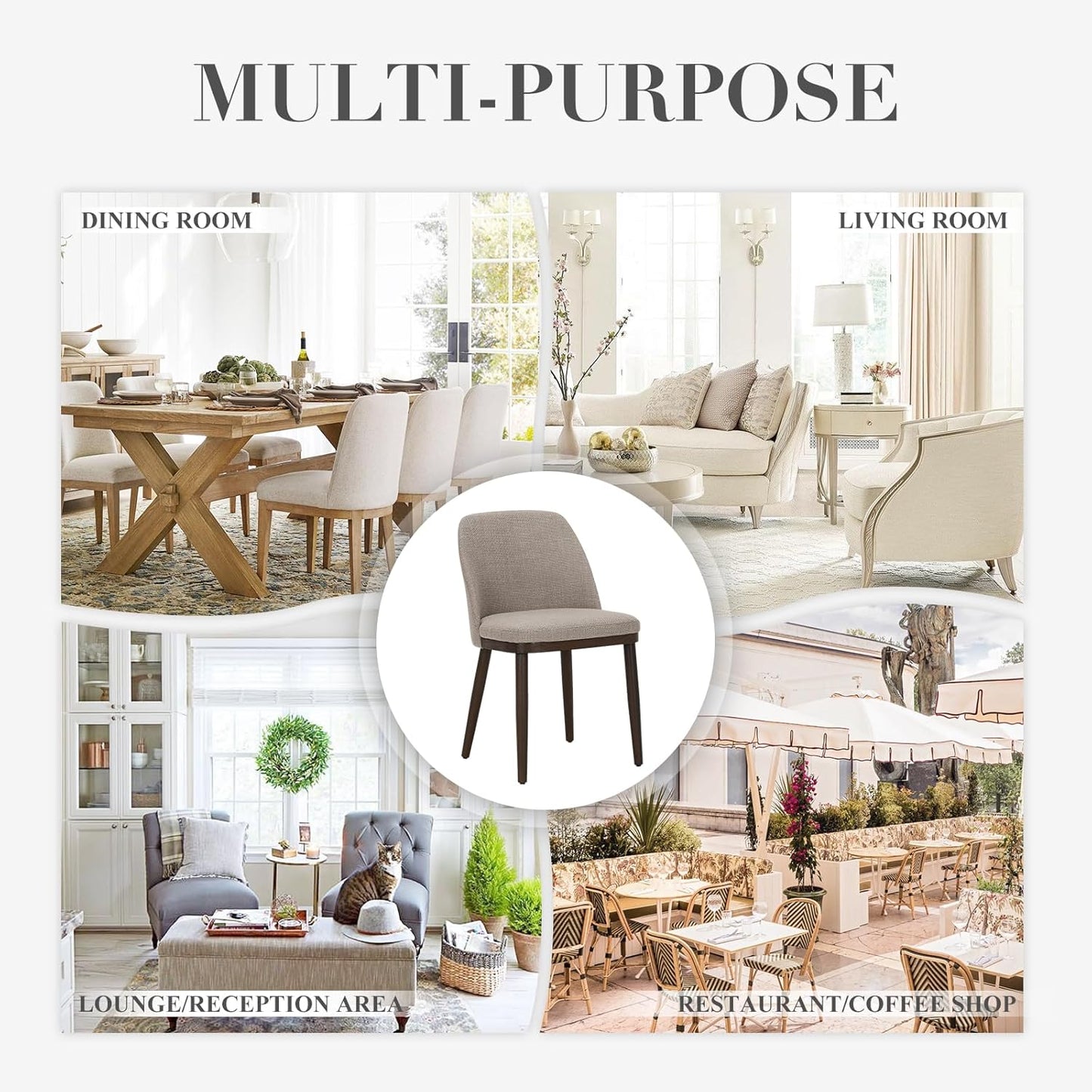 COLAMY Upholstered Dining Chairs Set of 4, Modern Kitchen Chairs with Back, Fabric Side Dining Room Chairs with Wood Legs for Kitchen Dining Room Restaurant, Camel