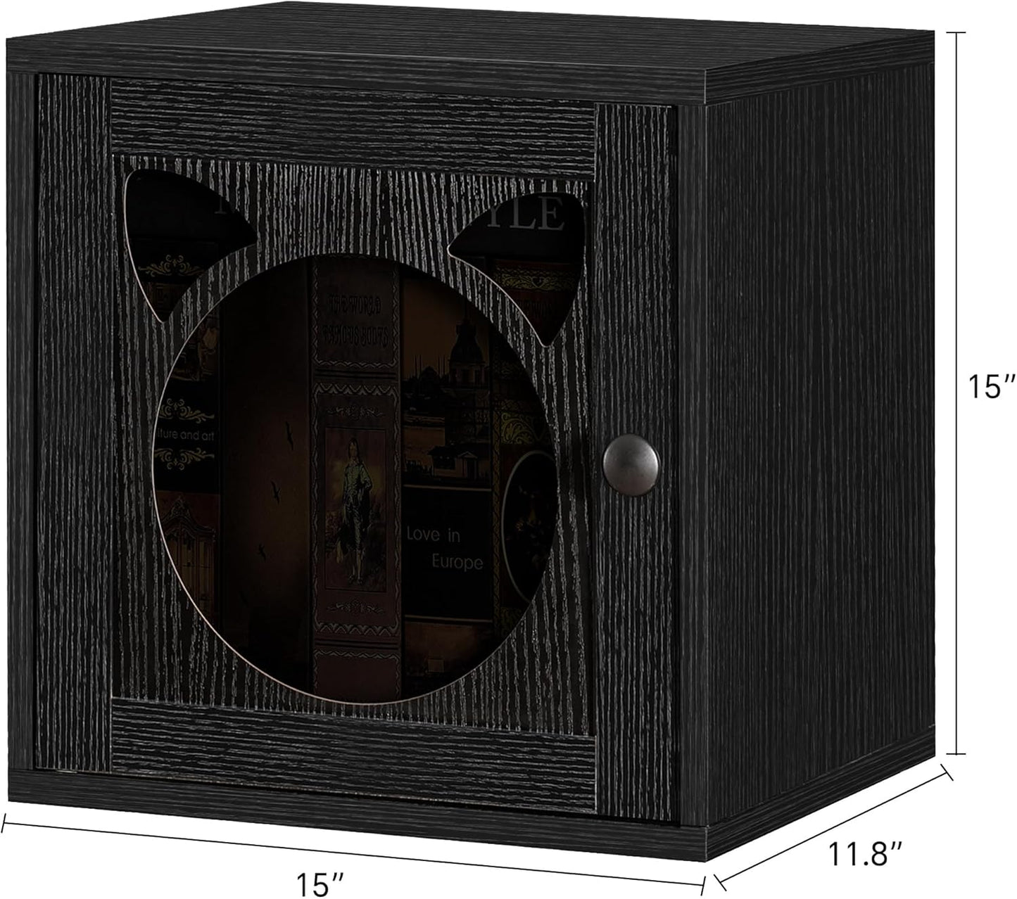 FUSUNBAO Magic DIY Cube Storage Organizer Stackable Cubes for Home Books Clothes Toy-Modular Cubby Storage System-Office Cubical-Bookcase Closet(Black,Cat Door Cube)