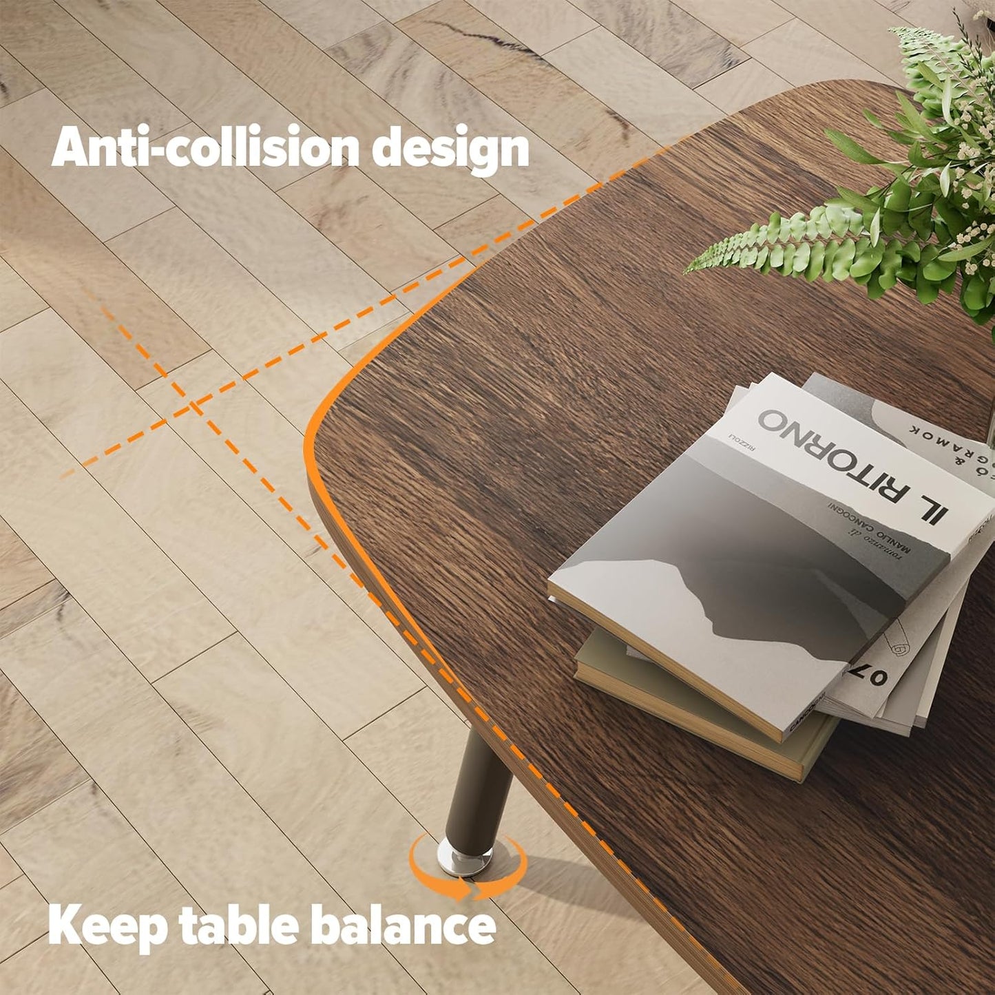 WOHOMO Folding Coffee Table Rustic Small Coffee Tables for Living Room Farmhouse Portable Table for Small Spaces Rectangular Mid Century Coffee Table, No Assembly 39.3 * 19.6 * 17.7IN, Walnut
