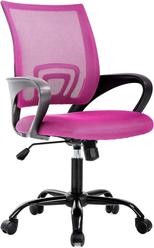 BestOffice Office Chair Ergonomic Cheap Desk Chair Mesh Computer Chair Lumbar Support Modern Executive Adjustable Stool Rolling Swivel Chair for Back Pain (Pink)