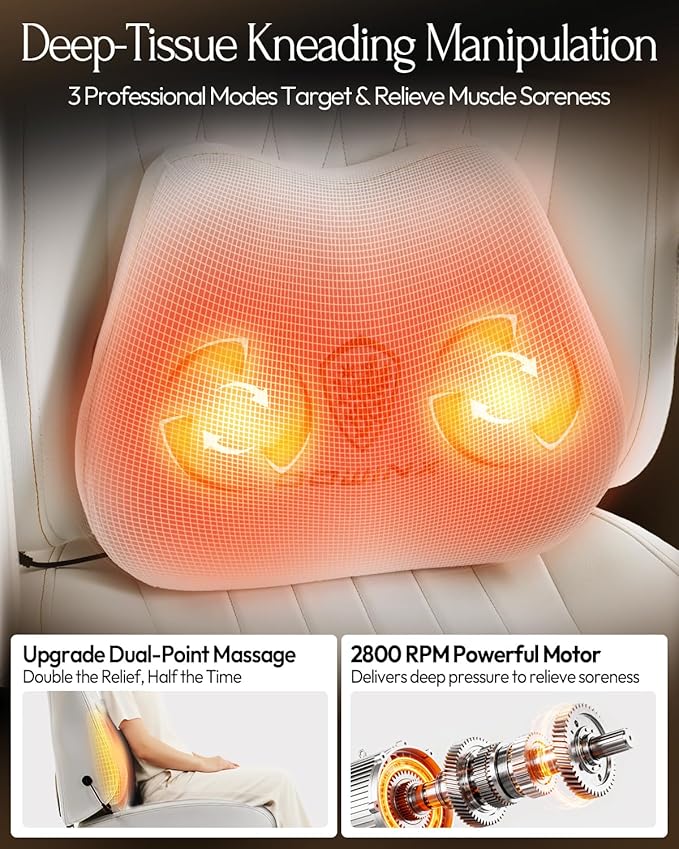 Dowinx Gaming Video Gaming Chair with Shiatsu Neck Massager and Lumbar Support for Home Office High Back Recliner Height Adjustable Ergonomic Comfy Leather Computer Desk Chair (Lvory)