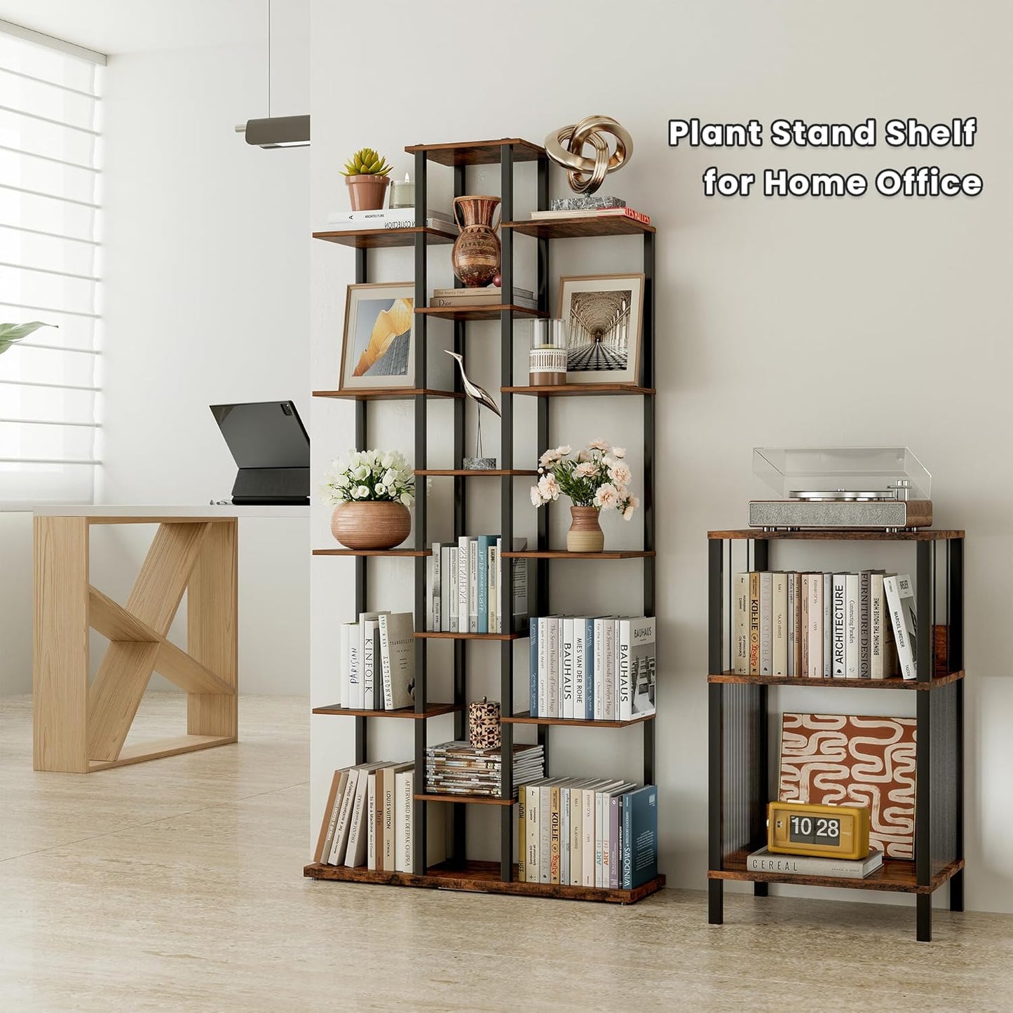 Bookshelf，Small Bookcase for Small Space，6-Tier Bookshelf for Living Room, Home Office, Study，7.87 x 26.77 x 55.5 Inches,Rustic Brown