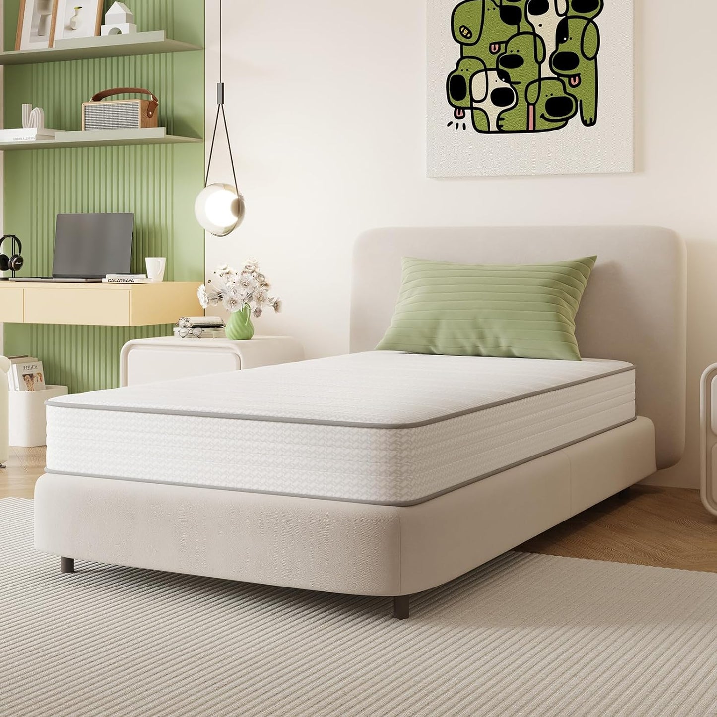 Novilla Queen Mattress, 6 Inch Queen Size Mattresses in a Box with Smarts™ Coil for Pressure Relief, Medium Firm Foam and Spring Hybrid Colchones with CertiPUR-US Certified for Kids