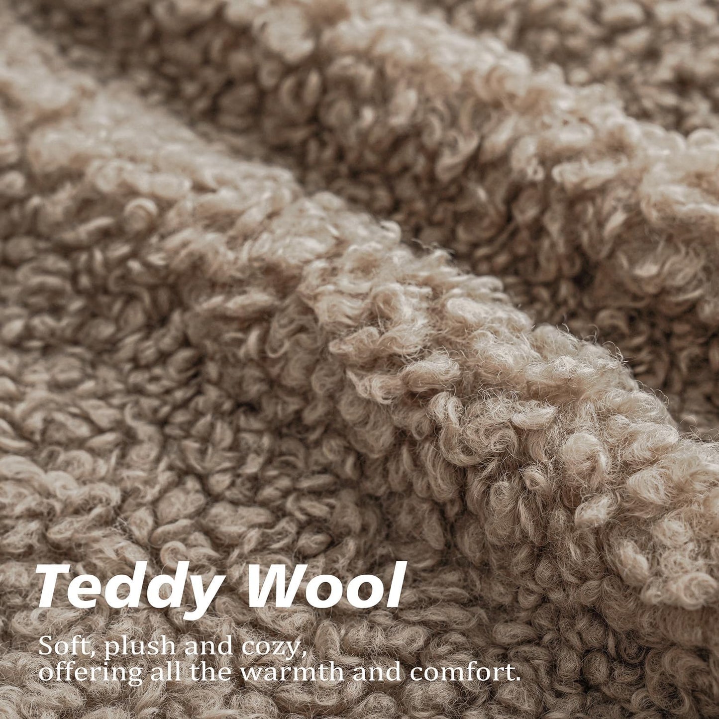 Foindtower 2 Pieces Teddy Faux Fur Throw Pillow Cover Decorative Sherpa Pillow Fuzzy Sheepskin Accent Cushion Case Soft Fleece Pillowcases for Bed Couch Living Room 18x18 Inch Khaki