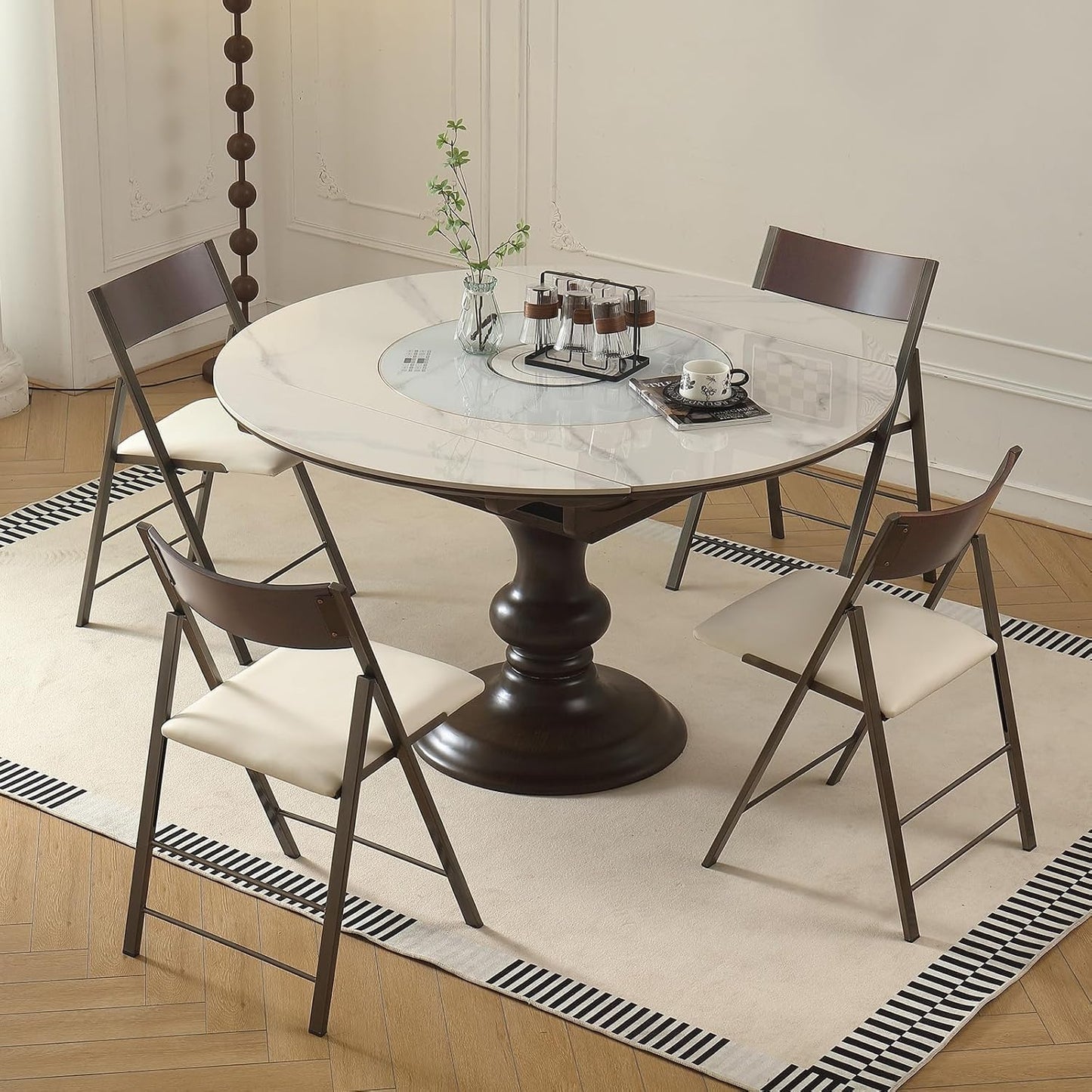 Folding Chairs with Cushion 2 Pack - Heavy Duty Steel Frame Foldable Dining Chairs, Waterproof Leather Indoor Outdoor Padded Chairs for Home, Conference Rooms,Weddings, Events (White)