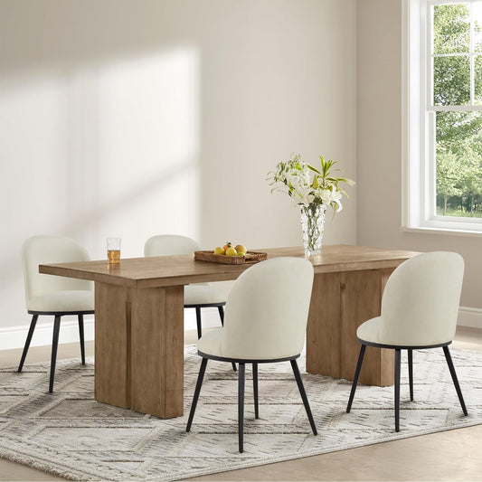 Dining Chairs Set of 4, Fabric Upholstered Dining Room Chairs with Ergonomic Backrest & Metal Legs, Modern Kitchen Side Chairs for Home, Restaurant, and Café, Sand, 2 Boxs