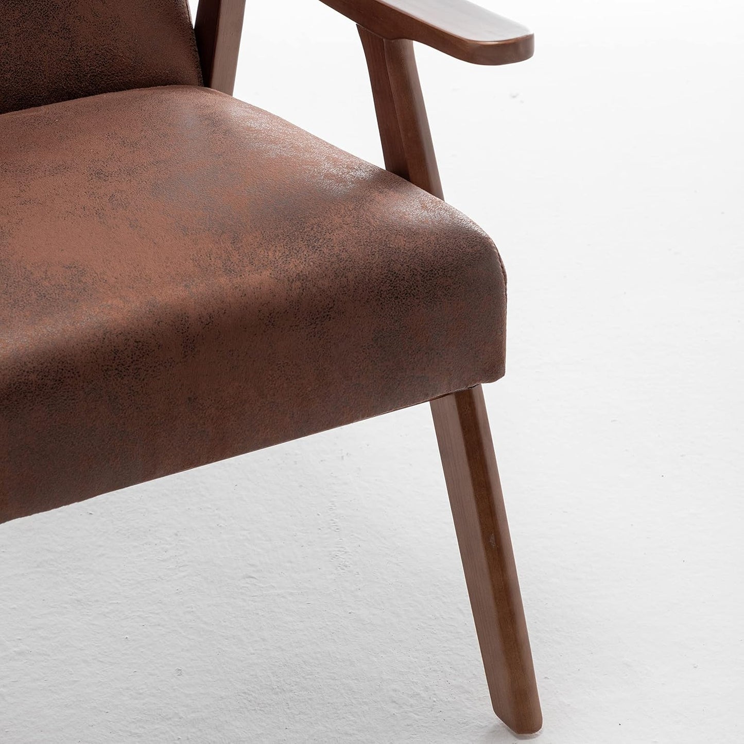 Container Furniture Direct Accent Chair with Microfiber Upholstery and Solid Wood Frame, Classic Mid-Century Modern Living Room Furniture for Extra Seating, Light Brown