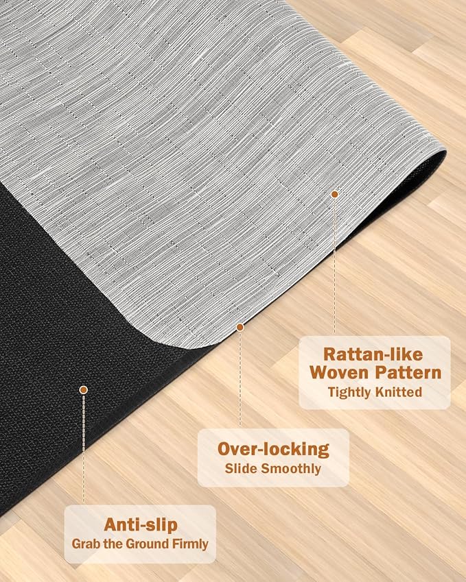 Blvornl Office Chair Mat for Hardwood Floor, 35.4"*47.2" Desk Computer Chair Mat for Hard Wood, Large Anti-Slip Hard Floor Protector, PVC Mat Desk Rug for Office and Home Silver Grey
