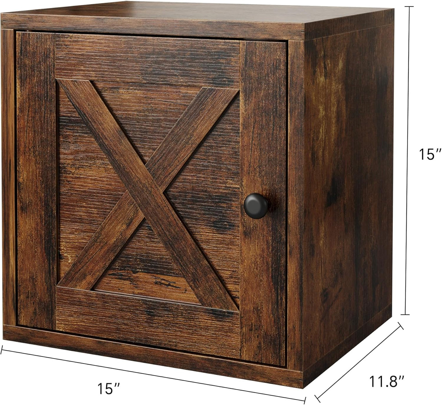 FUSUNBAO Magic DIY Cube Storage Organizer Stackable Cubes for Home Books Clothes Toy-Modular Cubby Storage System-Office Cubical-Bookcase Closet (Antique Brown, Door Cube)