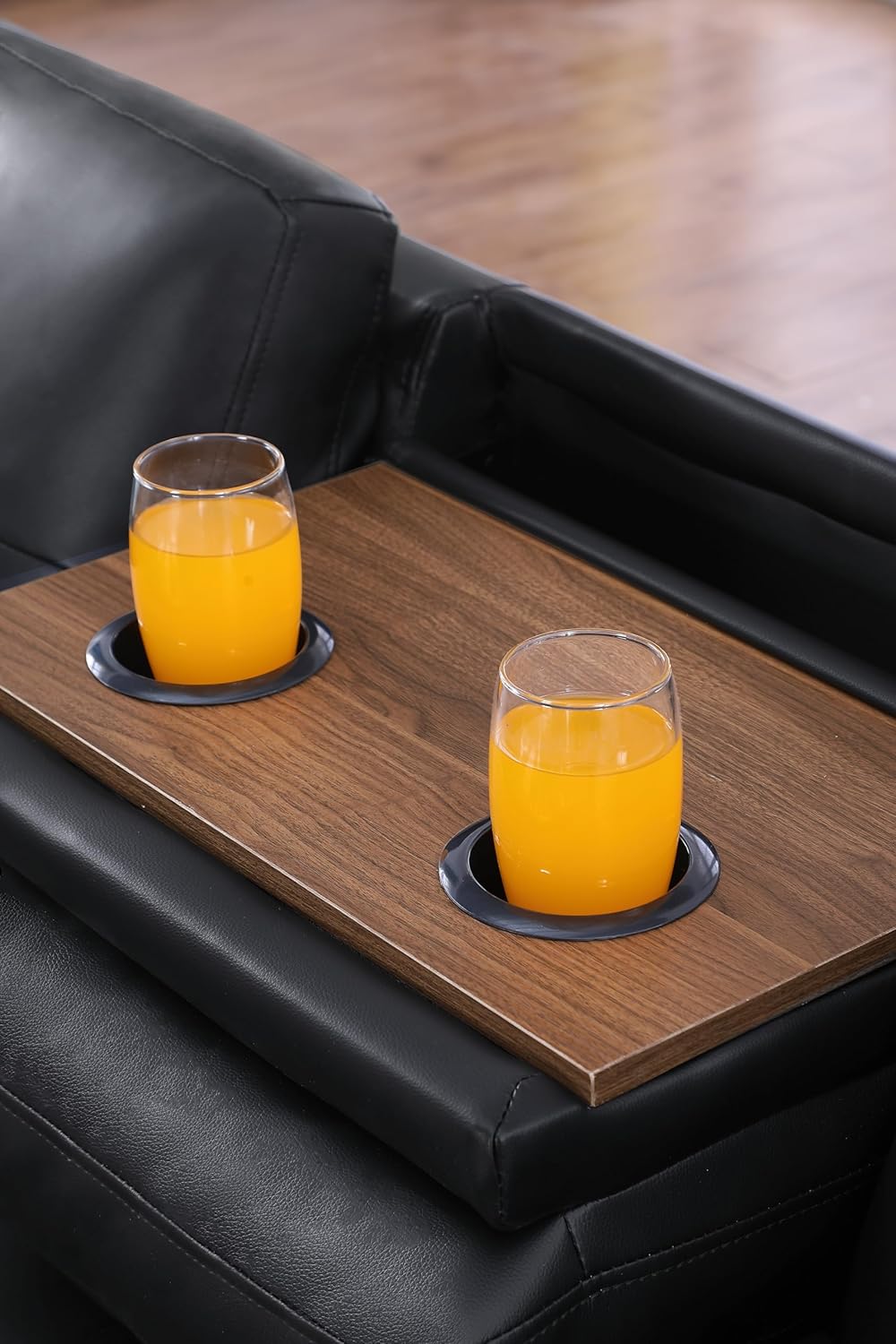 Ball & Cast 98" L Shaped Sectional Couch for Living Room with Chaise & Coffee Table,4 Seat Faux Leather Upholstered Modular Sectional Sofa Set 2 PCS W/Cup Holders & Nailhead Trim,for Home,Office,Black