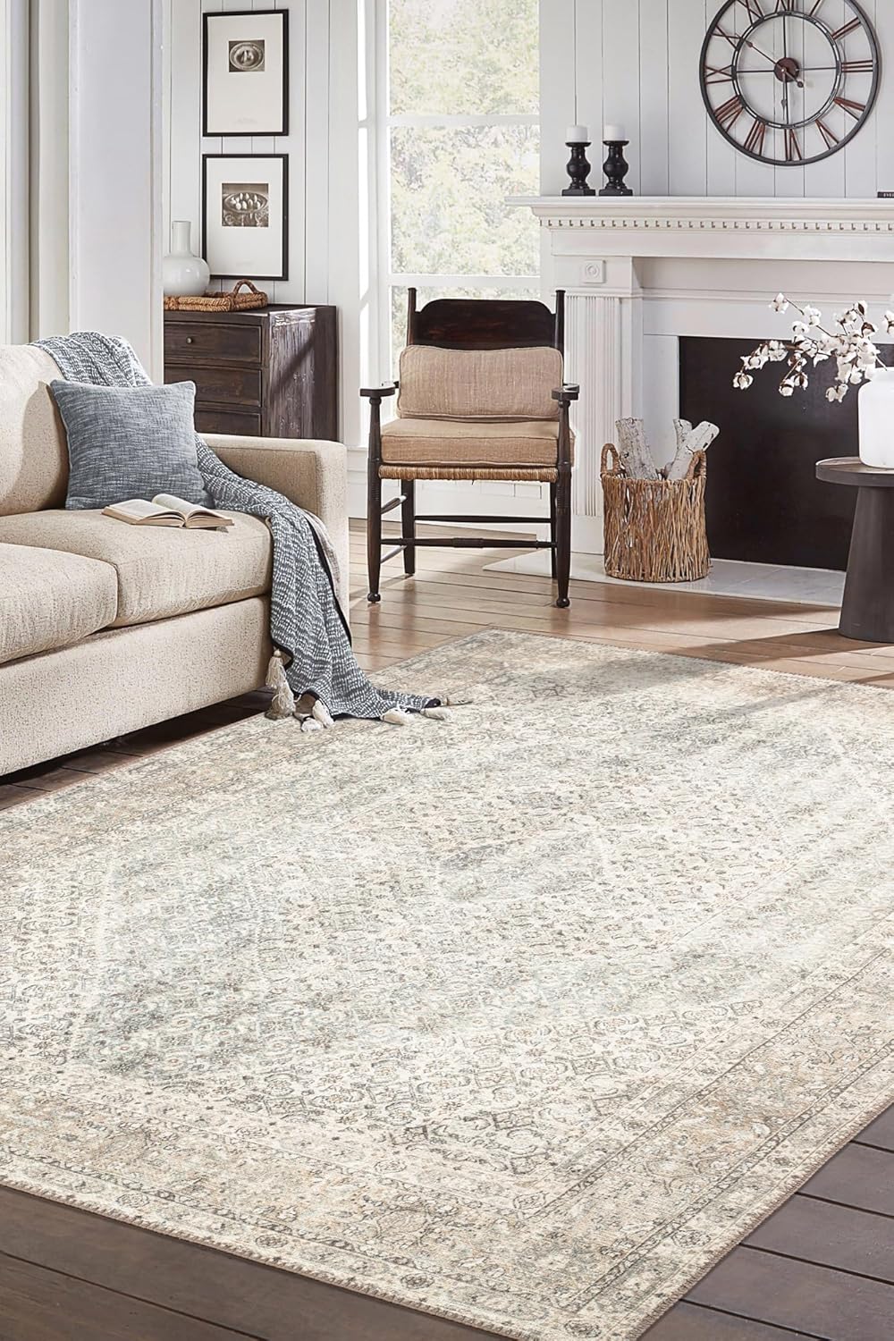 Keen Home Design 3x5 Rug - Machine Washable Entry Rug with Non-Slip Backing, Ideal for Enteryway, Kitchen, Bathroom, Laundry Room - Vintage, Easy Clean, Durable, Low Pile Rug - (3' x 5')