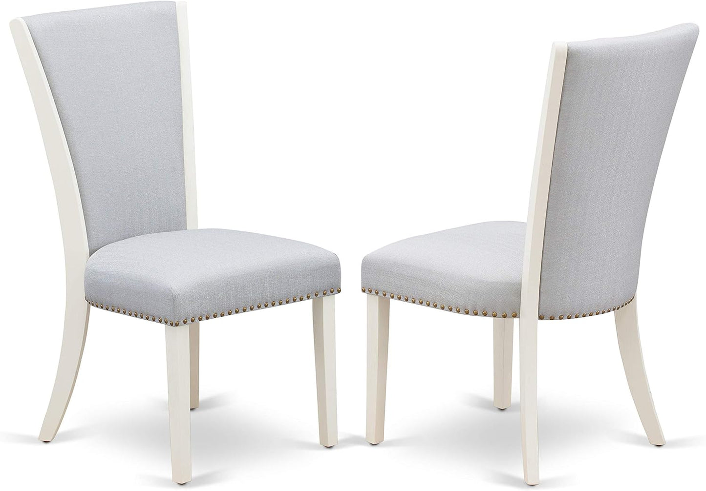 East West Furniture X077VE005-7 7 Piece Dining Table Set Consist of a Rectangle Dining Room Table with X-Legs and 6 Grey Linen Fabric Parsons Chairs, 40x72 Inch, Multi-Color