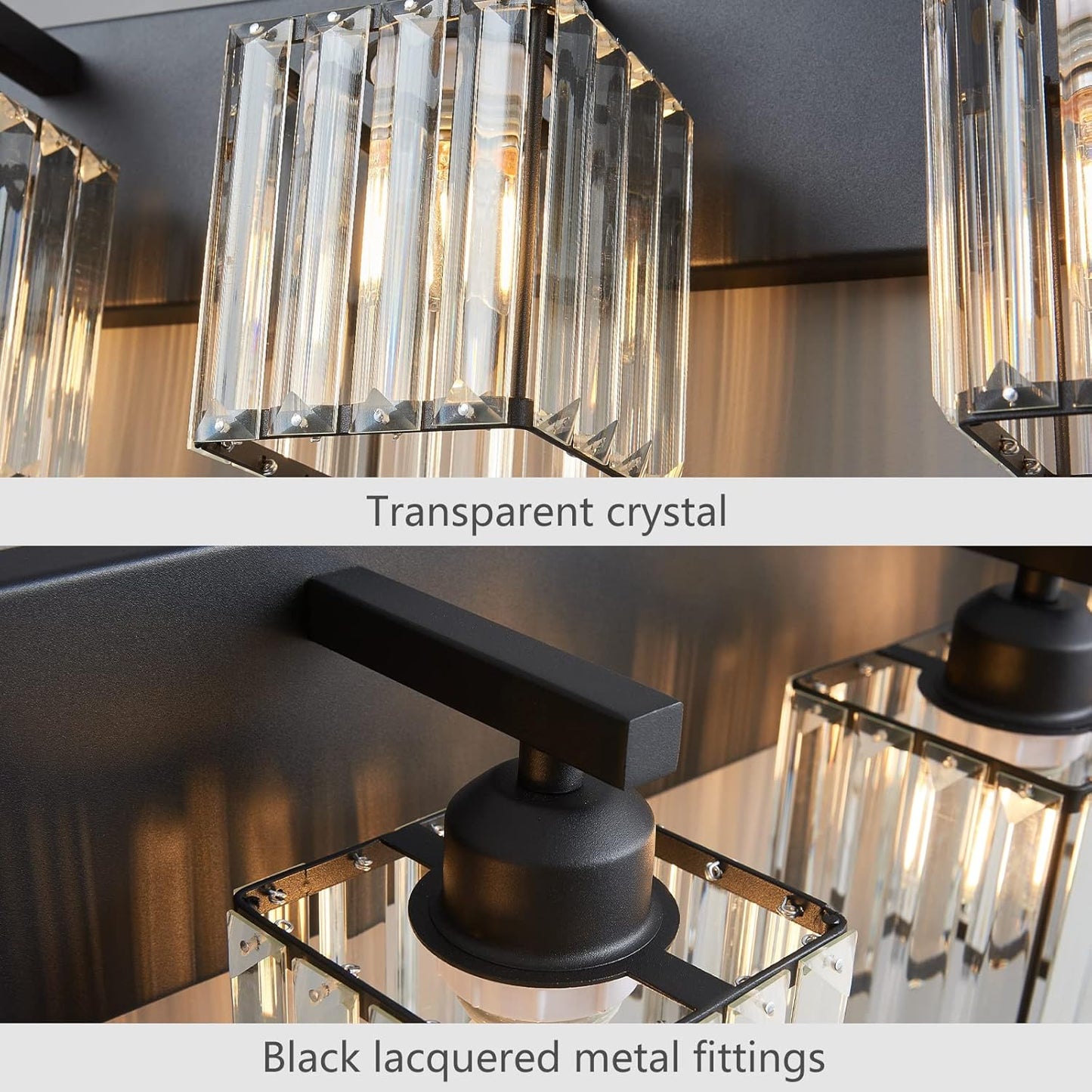 Modern 4-Light Black Crystal Bathroom Vanity Light Fixtures