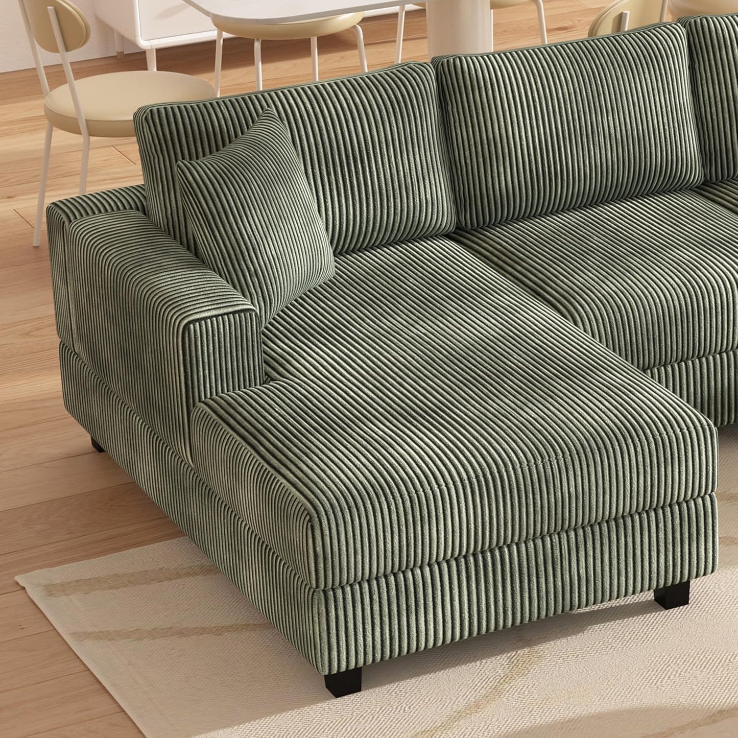 Eafurn Convertible L Shaped Modular Sectional Sofa Couch, 5 Seater Corduroy Upholstered Corner Sofa Lounge Couch with Extra Wide Reversible Chaise Lounge and Headrest for Living Room