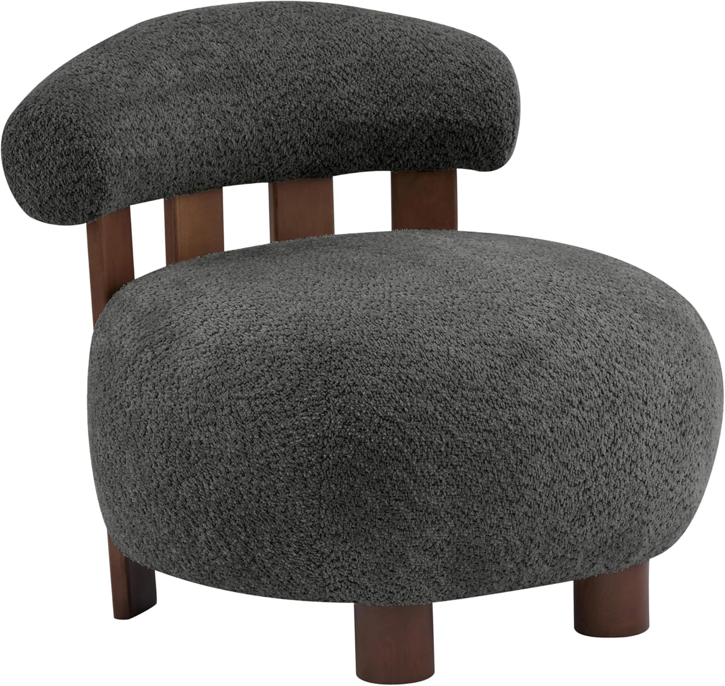 Christopher Knight Home Elvina Boucle Fabric Accent Chair, Solid Wood Single Lounge Sofa, Bedroom Comfy Reading Chair, for Modern Minimalist Style Living Room/Home Office, Dark Gray