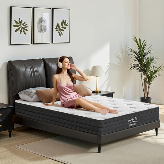 Twin Size Mattress, 12 Inch 5-Zone Pocket Spring Hybrid Mattress with Gel Memory Foam for Pressure Relief & Peaceful Sleep, Medium Firm, Mattress in a Box