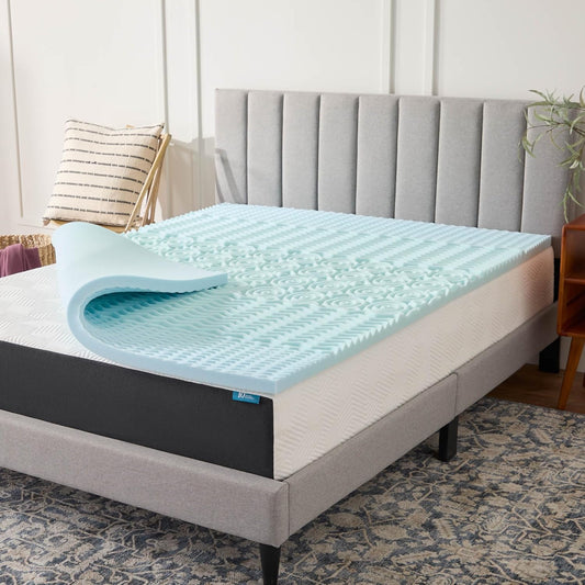 LUCID Gel Infused Memory Foam Mattress Topper – 2 Inch Mattress Topper – 5 Comfort Zones Relieve Pressure – CertiPUR-US Certified Foam - Twin