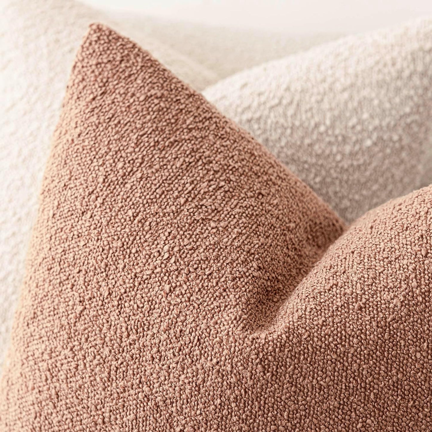 Foindtower Set of 2, Decorative Textured Boucle Throw Pillow Covers Accent Solid Pillow Cases Neutral Couch Cushion Case for Chair Sofa Bedroom Living Room Home Decor 26x26 Inch Dusty Orange Hazel