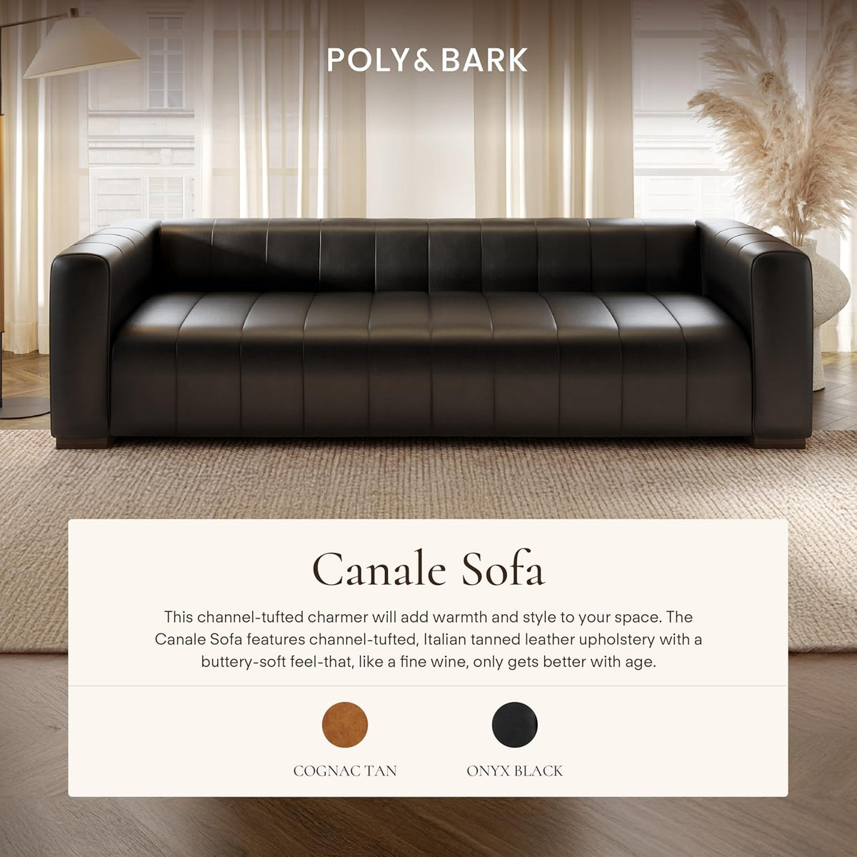 POLY & BARK Canale 86" Sofa in Onyx Black