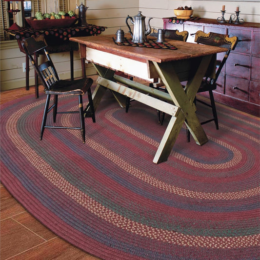 Jamestown Burgundy Braided Oval Area Rugs, Jute, 5x8' - Rustic Cabin Decor for Living Room, Dining Room, Everywhere