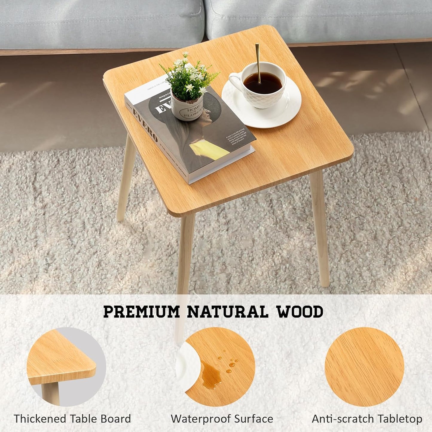 FORAOFUR End Tables Living Room Set of 2, Side Tables for Small Spaces, Modern Side Table Accent Tables with Wooden Legs for Living Room, Bedroom, Easy Assembly