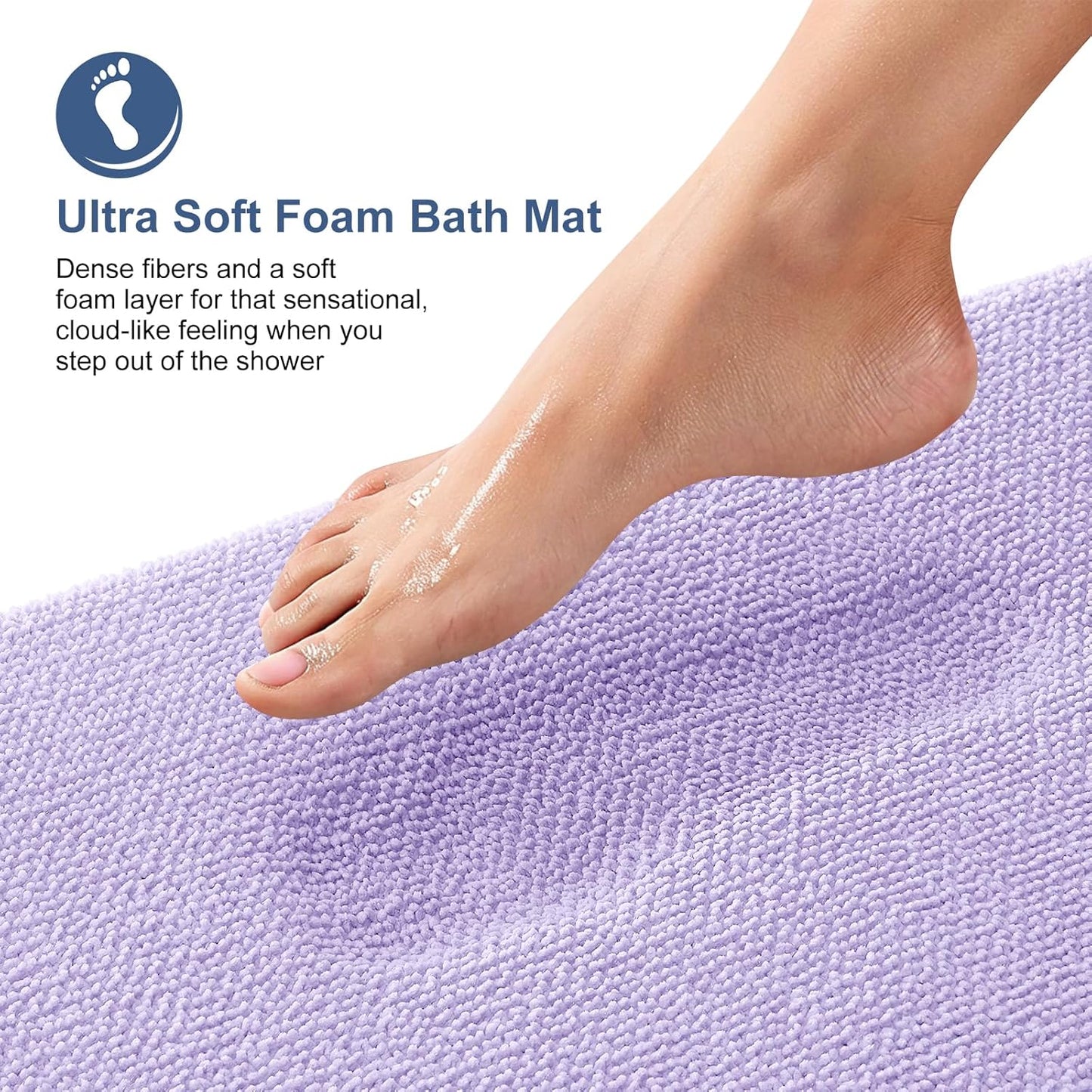OLANLY Thick Memory Foam Bath Mat Rug 24x16, Extra Soft Absorbent Bathroom Rug, Quick Dry Bath Mats, Non-Slip, Machine Washable Carpet for Bathroom, Tub and Shower, Home Decor Accessories, Lavender