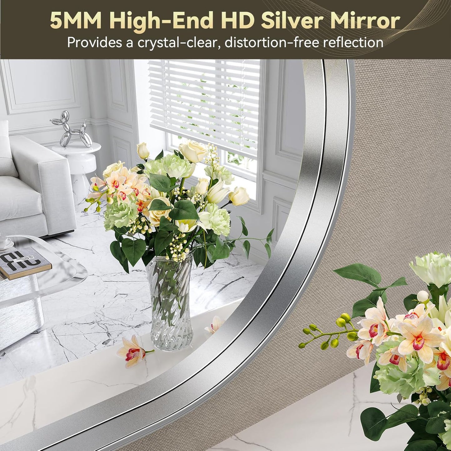 Brightify Arched Mirror, Arched Wall Mirror, 32 x 40 Inch Silver Arch Mirror, Metal Frame Silver Bathroom Mirror, Arched Top Bathroom Vanity Mirror for Living Room Bedroom Mantel Entryway Hallways