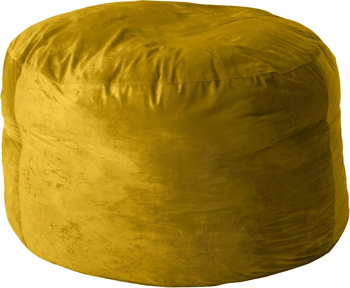 Sofa Sack Bean Bag Chair Cover Only, for Adults and Kids, Without Filling Comfy Fluffy Round or Oval Beanbag Chair Cover Replacement, Lazy Sofa Cover for Reading Chair or Floor Chair, 5-Feet, Lemon